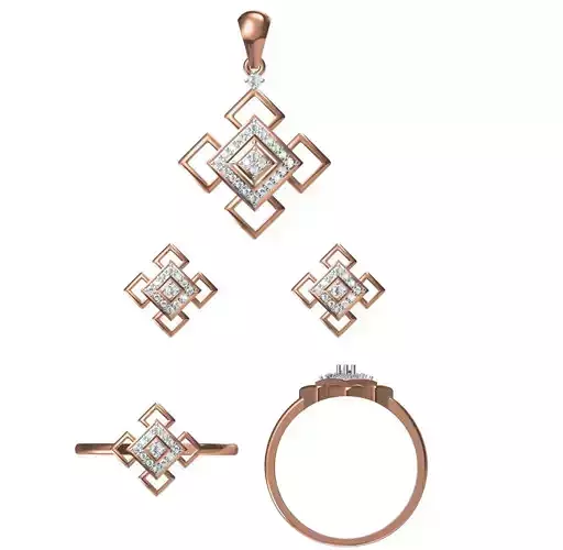 Light wt Ring Earrings Pendant set stl jcd 1-render details