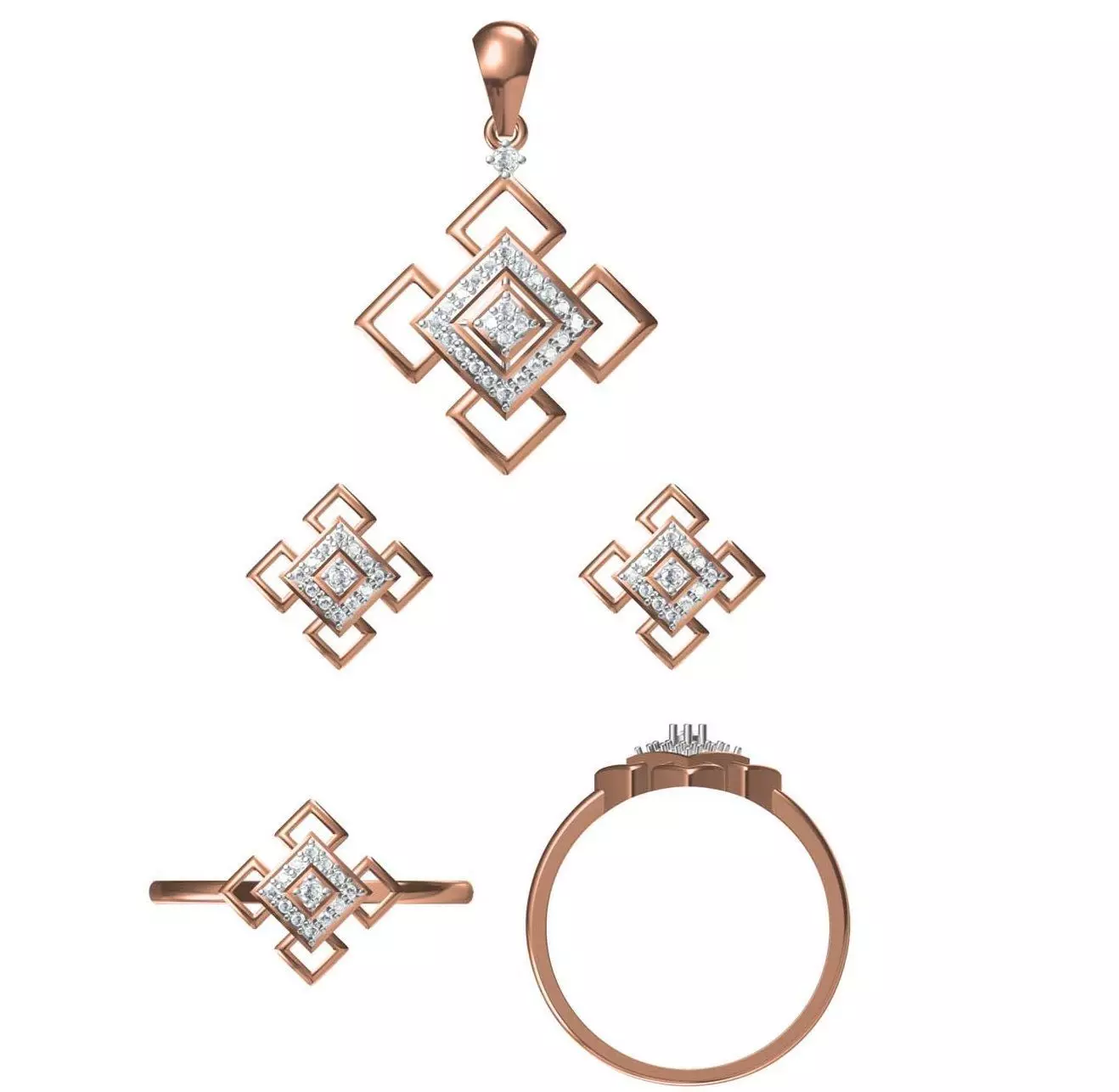 Light wt Ring Earrings Pendant set stl jcd 1-render details 3D print model_0