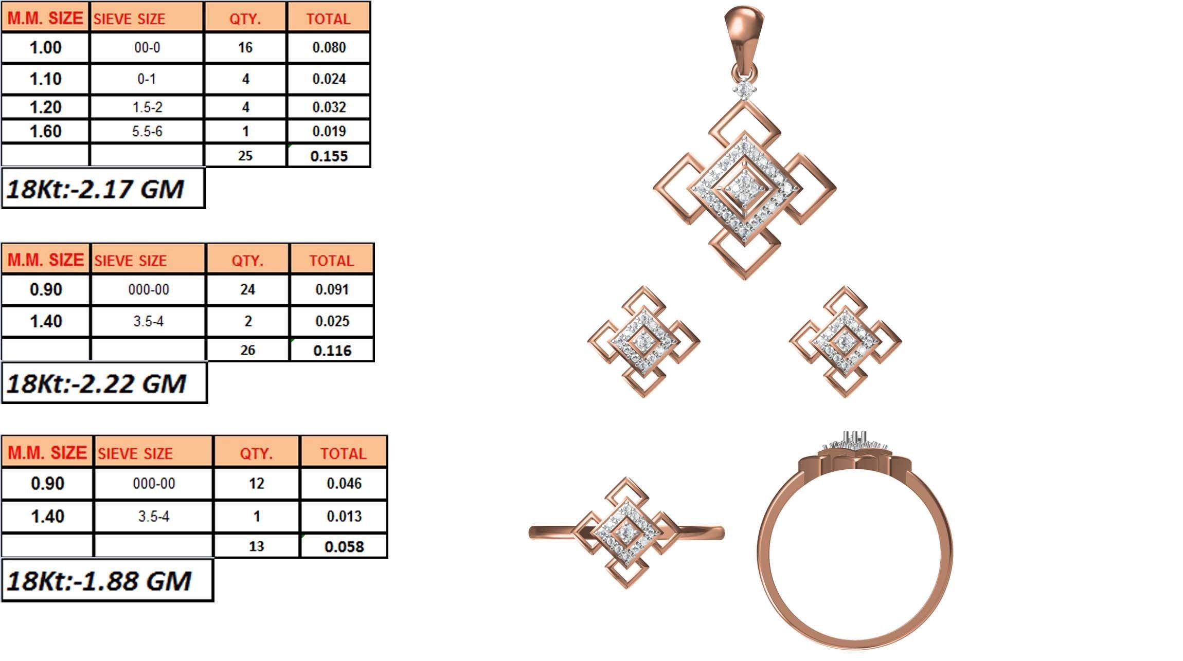 Light wt Ring Earrings Pendant set stl jcd 1-render details 3D print model_1