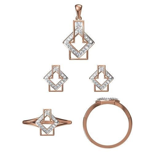Light wt Ring Earrings Pendant set 3dm stl 1-render details 3D print model