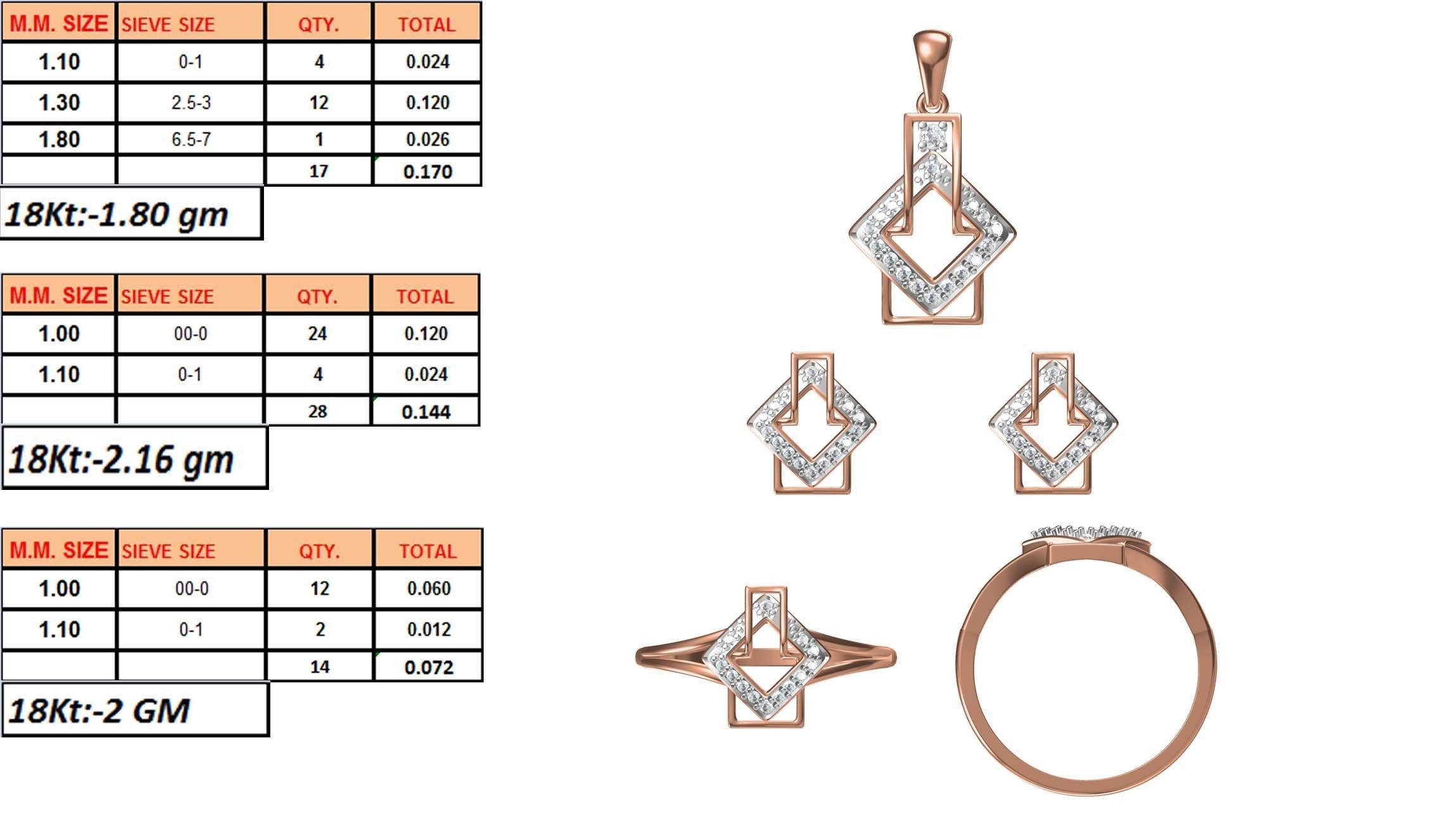 Light wt Ring Earrings Pendant set 3dm stl 1-render details 3D print model_1