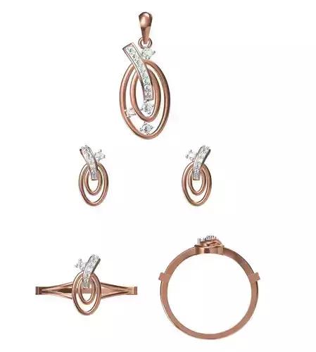 Light wt Ring Earrings Pendant set stl jcd 1-render details