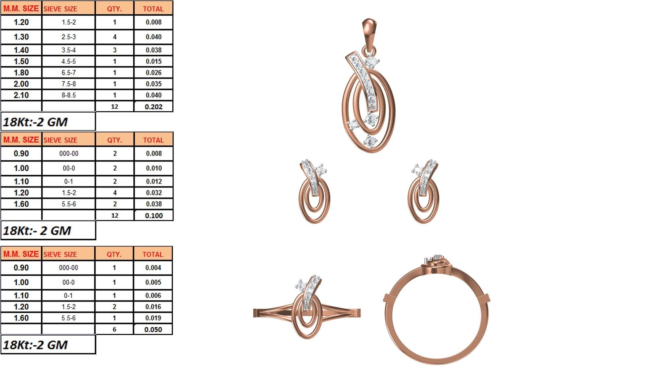 Light wt Ring Earrings Pendant set stl jcd 1-render details 3D print model_1