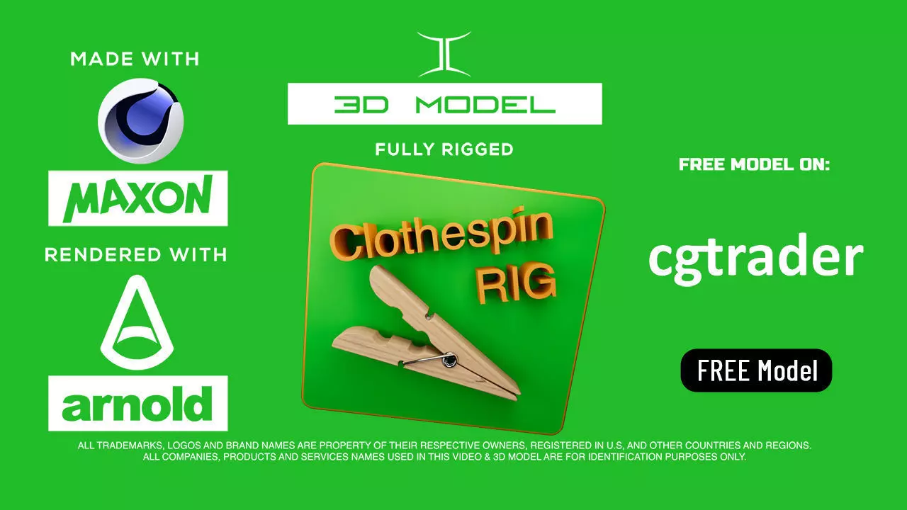 Clothespin Rig Photorealistic 3D Model Free 3D model
