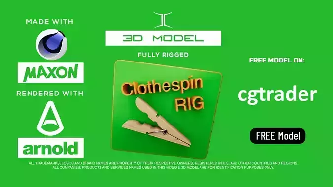 Clothespin Rig Photorealistic 3D Model