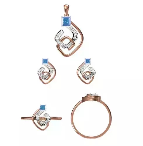 Light wt Ring Earrings Pendant set stl jcd 1-render details