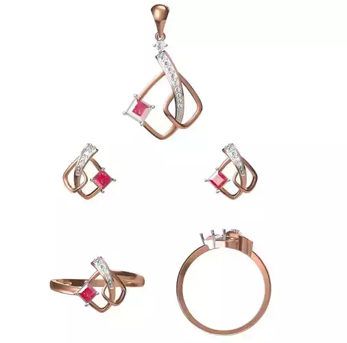 Light wt Ring Earrings Pendant set stl jcd 1-render details 