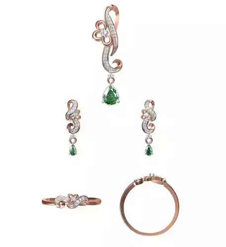 Light wt Ring Earrings Pendant set stl jcd 1-render details 