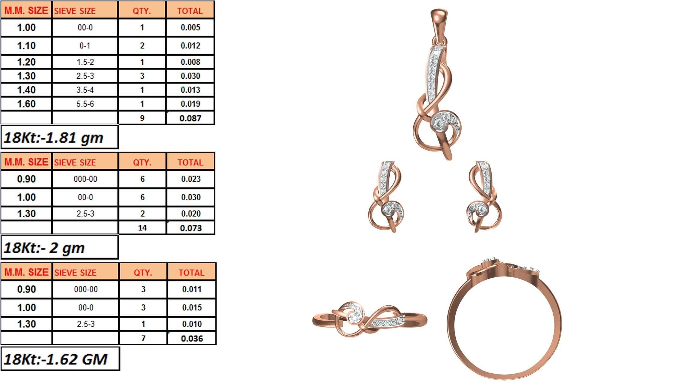 Light wt Ring Earrings Pendant set stl jcd 1-render details 3D print model_1