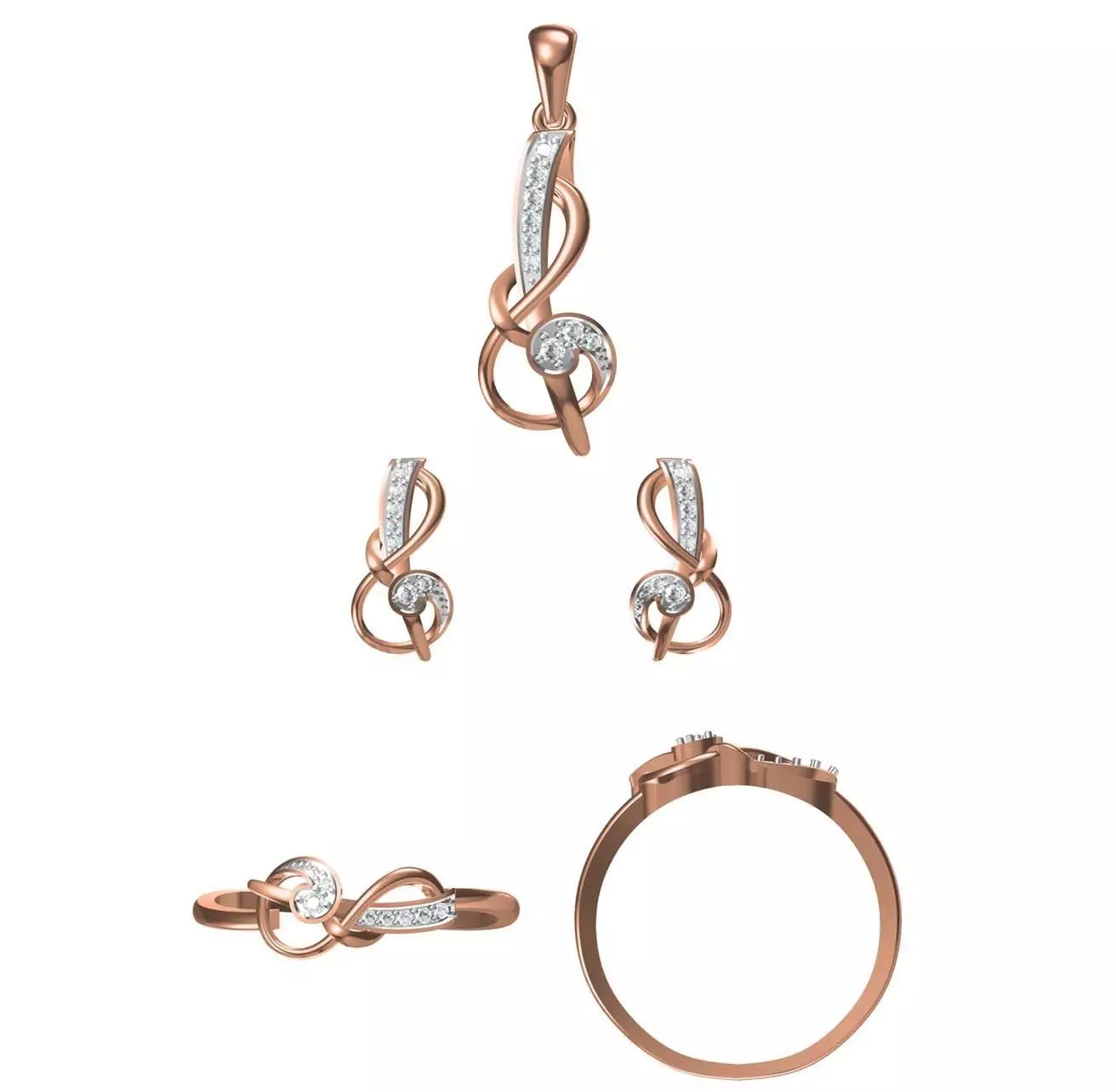 Light wt Ring Earrings Pendant set stl jcd 1-render details 3D print model_0