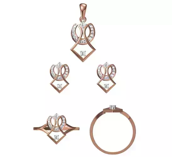 Light wt Ring Earrings Pendant set stl jcd 1-render details 
