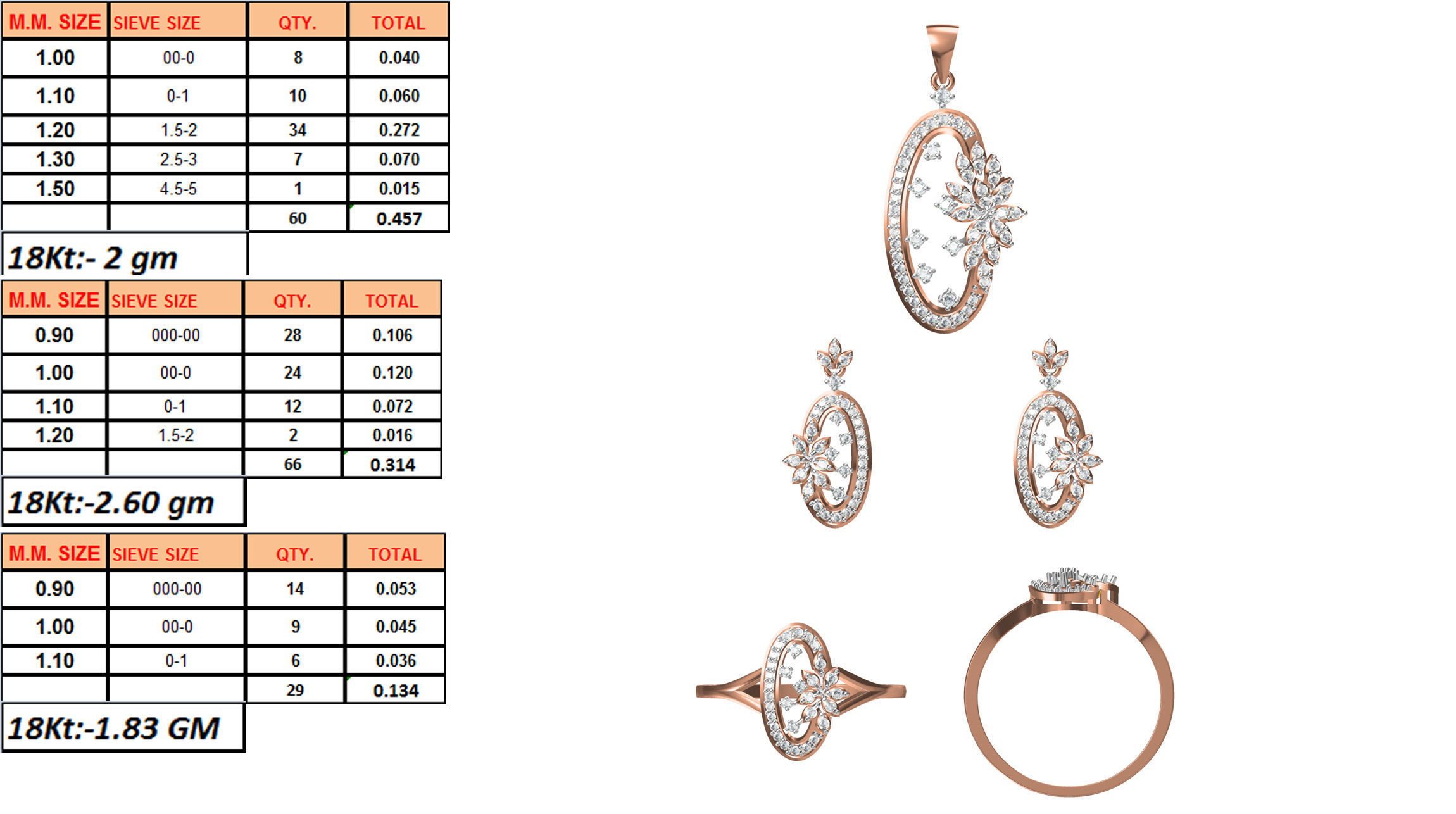 Light wt Ring Earrings Pendant set stl jcd 1-render details 3D print model_1