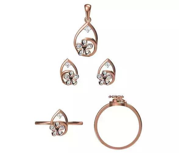 Light wt Ring Earrings Pendant set stl jcd 1-render details 