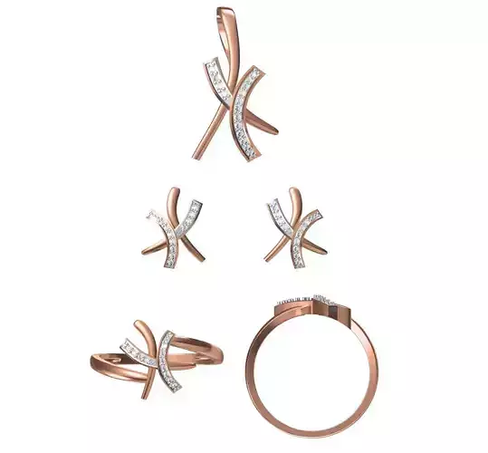 Light wt Ring Earrings Pendant set stl jcd 1-render details