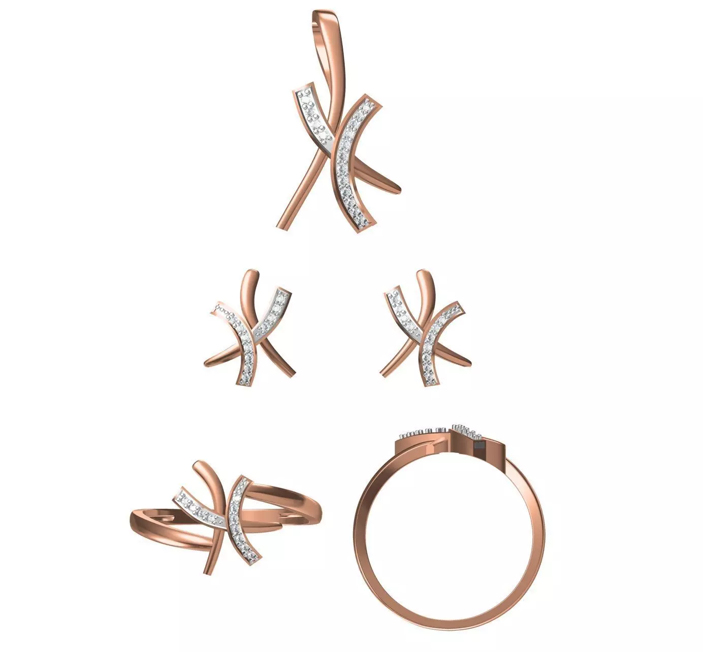 Light wt Ring Earrings Pendant set stl jcd 1-render details 3D print model_0