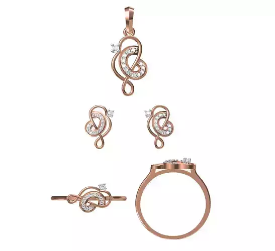 Light wt Ring Earrings Pendant set stl jcd 1-render details 