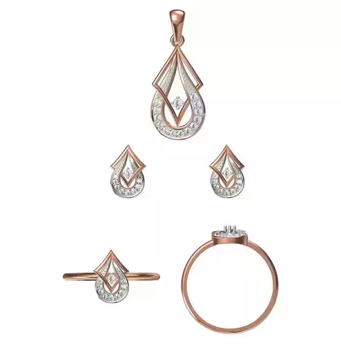 Light wt Ring Earrings Pendant set 3dm stl 1-render details 3D print model