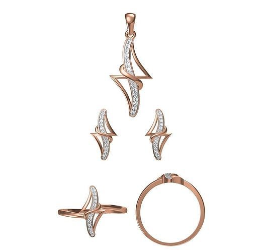 Light wt Ring Earrings Pendant set 3dm stl 1-render details 3D print model