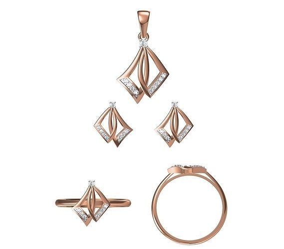Light wt Ring Earrings Pendant set 3dm stl 1-render details 3D print model