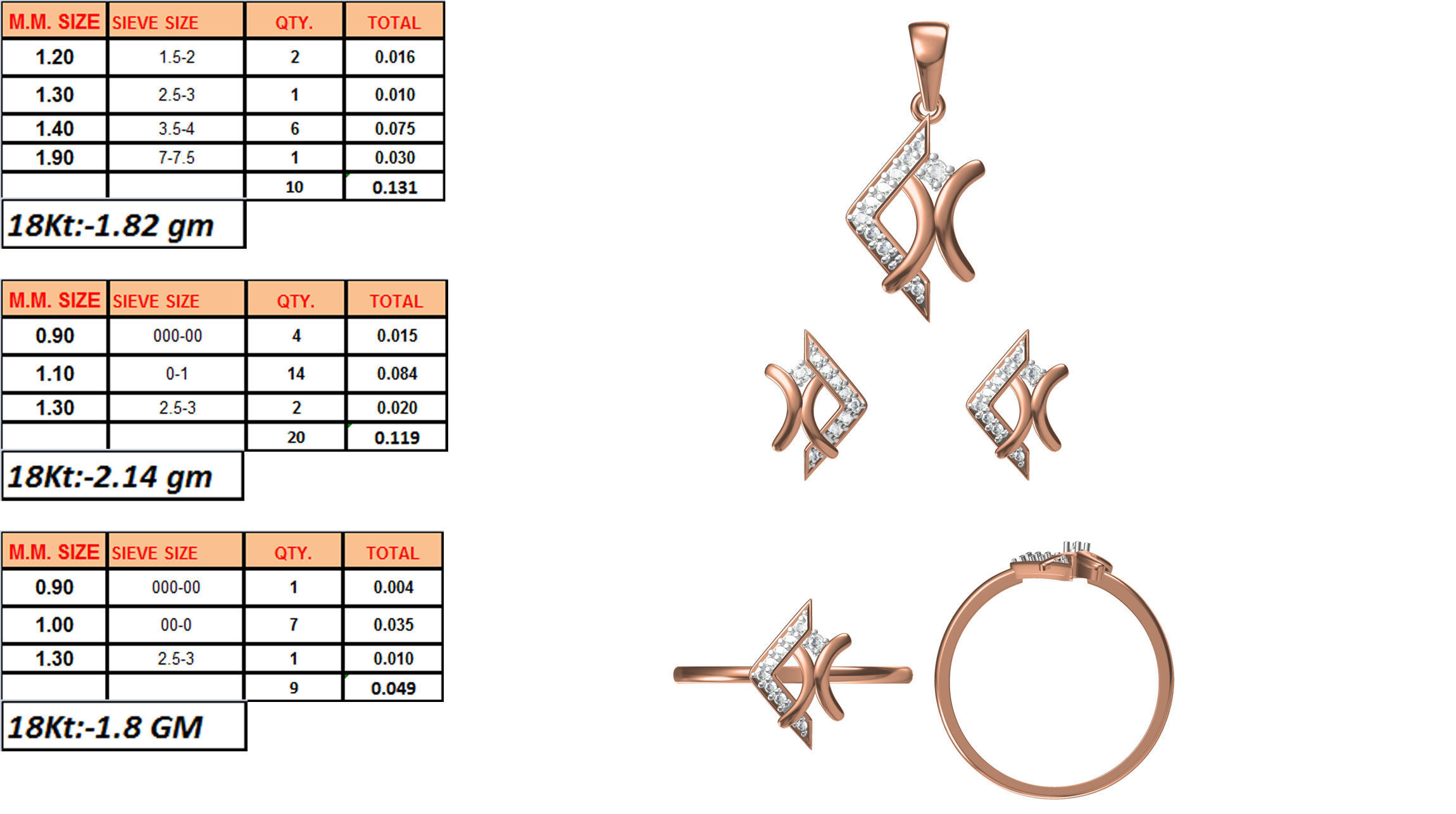 Light wt Ring Earrings Pendant set 3dm stl 1-render details 3D print model_1