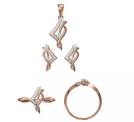 Light wt Ring Earrings Pendant set 3dm stl 1-render details 3D print model