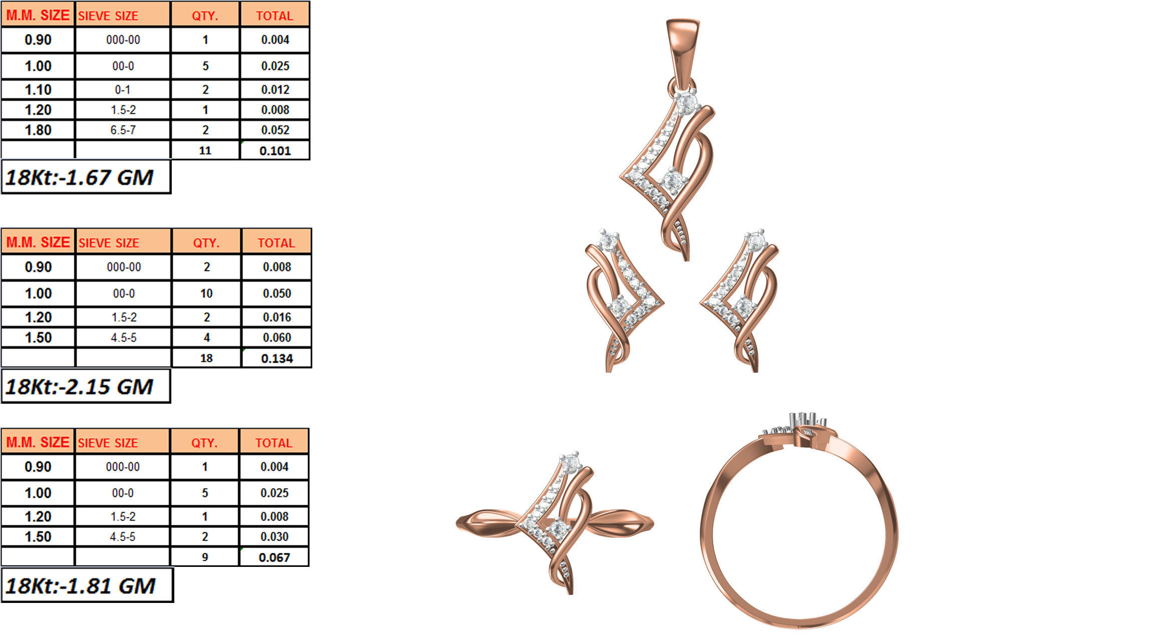 Light wt Ring Earrings Pendant set 3dm stl 1-render details 3D print model_1