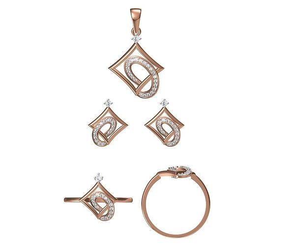 Light wt Ring Earrings Pendant set 3dm stl 1-render details 3D print model