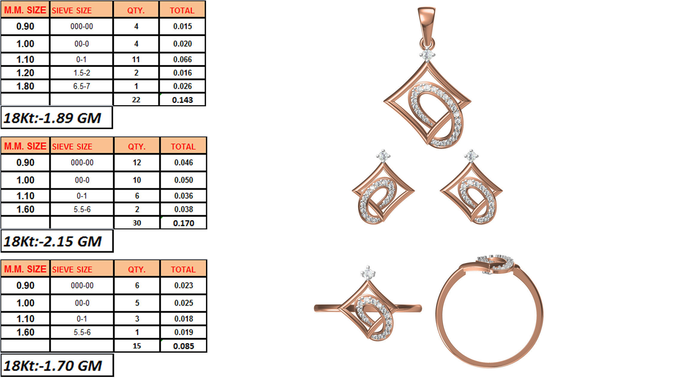 Light wt Ring Earrings Pendant set 3dm stl 1-render details 3D print model_1