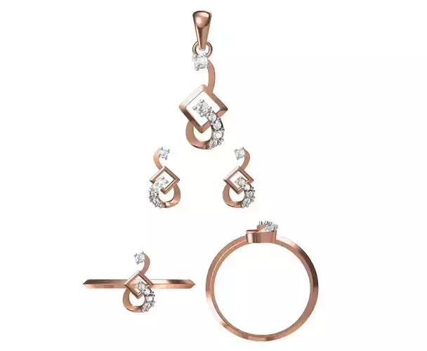 Light wt Ring Earrings Pendant set 3dm stl 1-render details