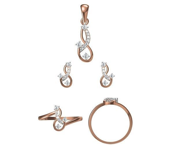Light wt Ring Earrings Pendant set 3dm stl 1-render details 3D print model