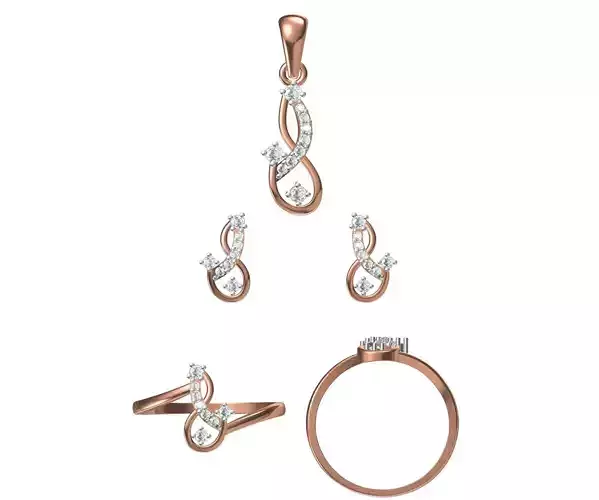 Light wt Ring Earrings Pendant set 3dm stl 1-render details 3D print model
