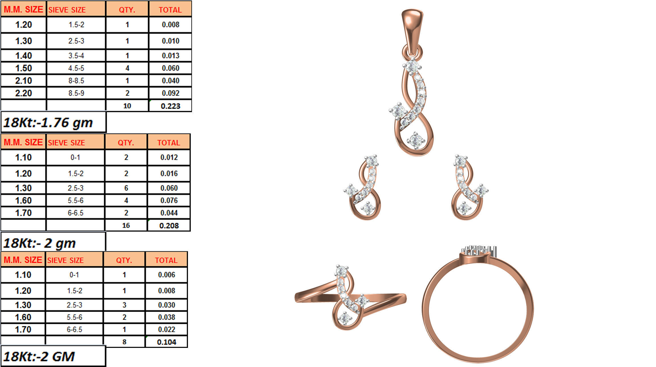 Light wt Ring Earrings Pendant set 3dm stl 1-render details 3D print model_1