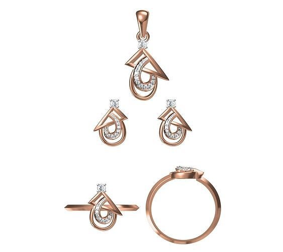 Light wt Ring Earrings Pendant set 3dm stl 1-render details 3D print model