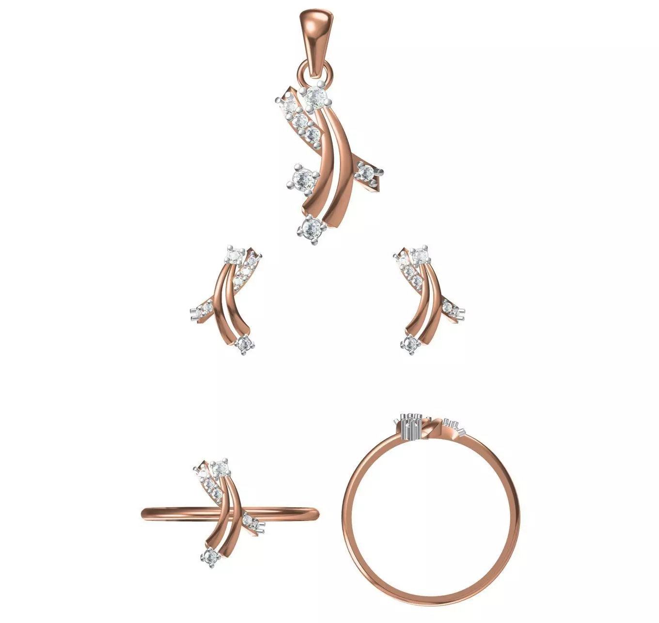 Light wt Ring Earrings Pendant set 3dm stl 1-render details 3D print model_0