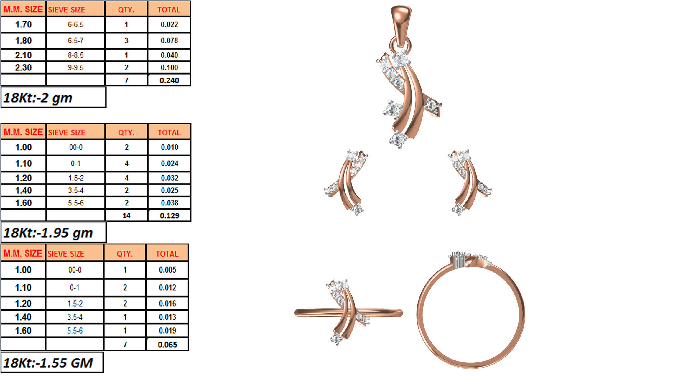Light wt Ring Earrings Pendant set 3dm stl 1-render details 3D print model_1
