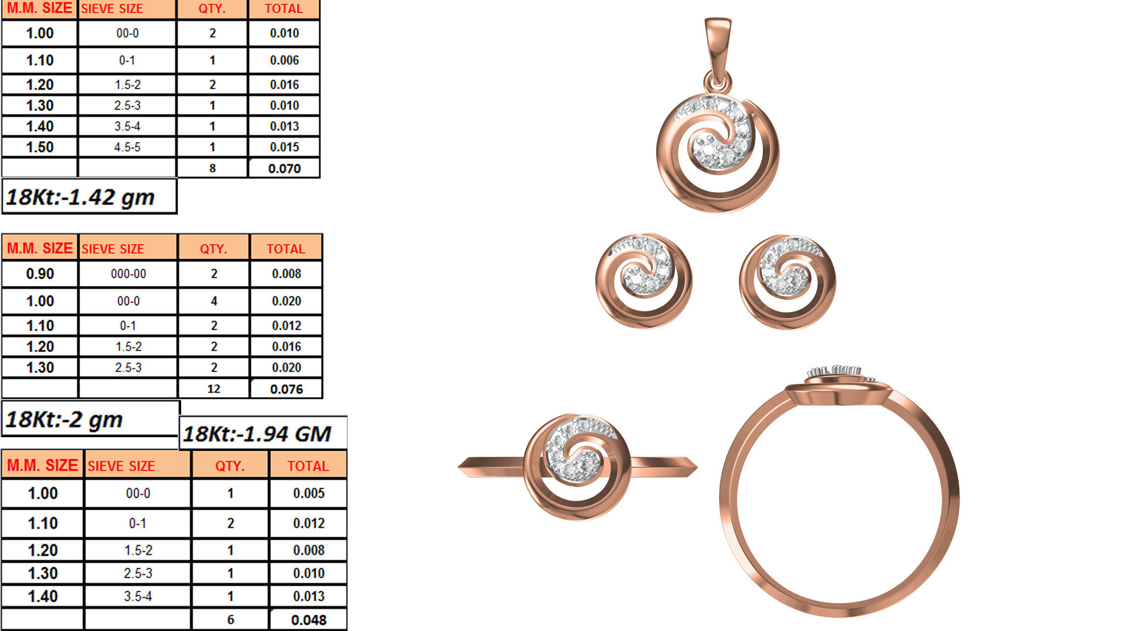Light wt Ring Earrings Pendant set 3dm stl 1-render details 3D print model_1