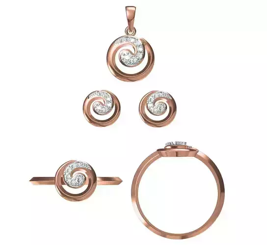 Light wt Ring Earrings Pendant set 3dm stl 1-render details 3D print model