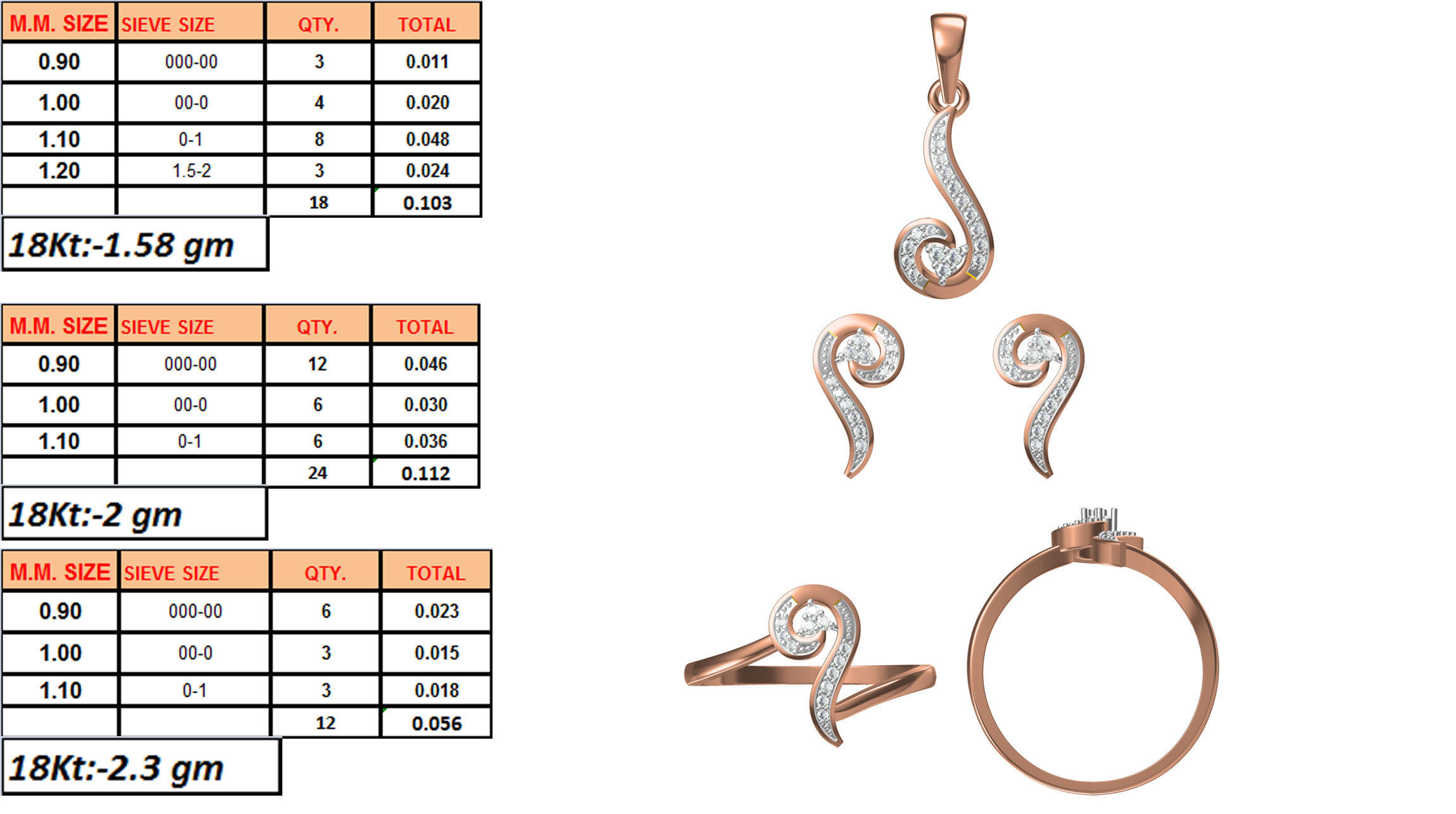 Light wt Ring Earrings Pendant set 3dm stl 1-render details 3D print model_1