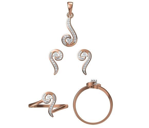 Light wt Ring Earrings Pendant set 3dm stl 1-render details 3D print model