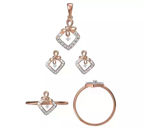Light wt Ring Earrings Pendant set 3dm stl 1-render details 3D print model