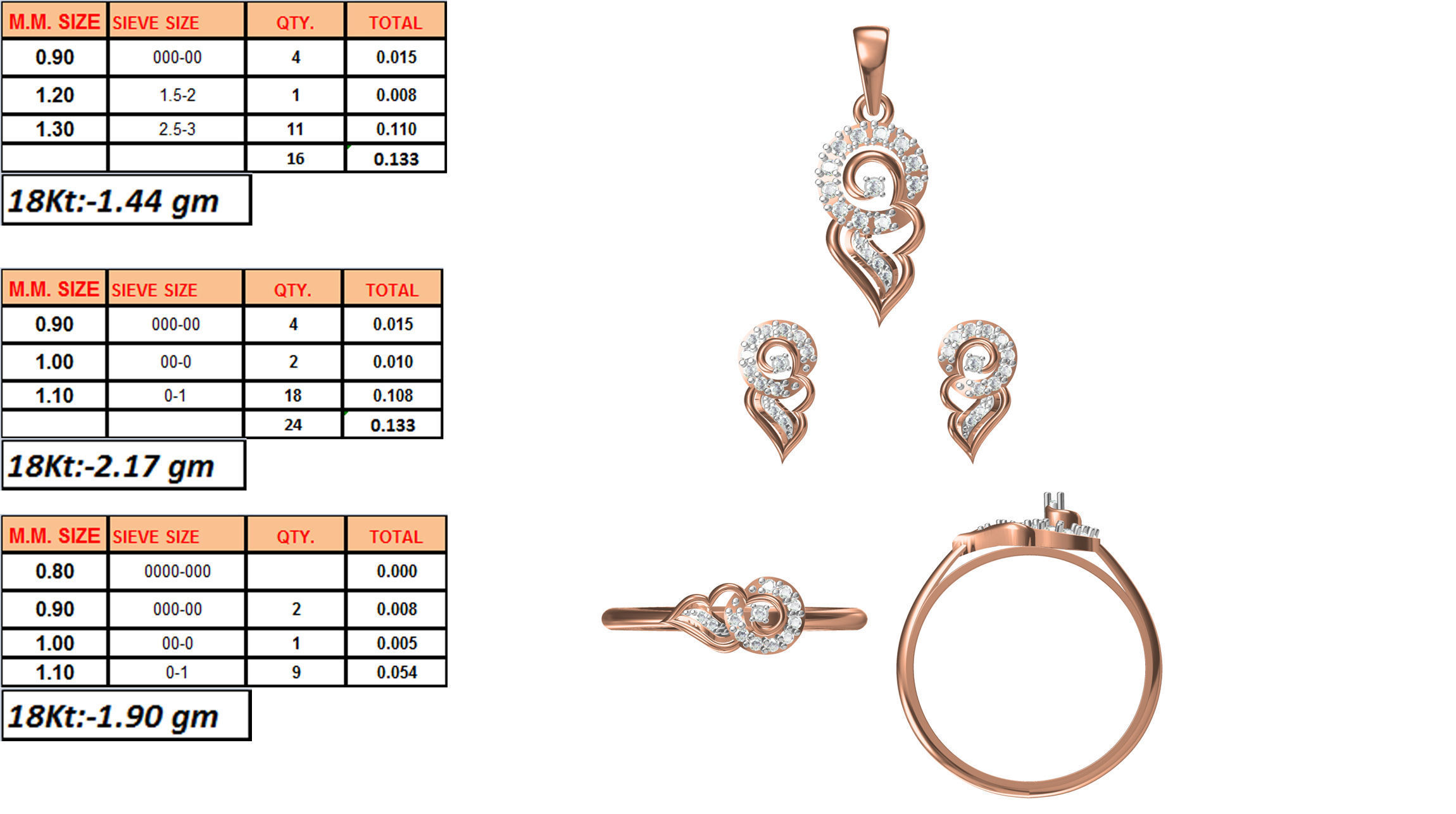 Light wt Ring Earrings Pendant set 3dm stl 1-render details 3D print model_1