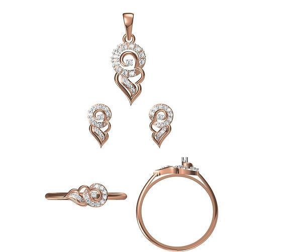 Light wt Ring Earrings Pendant set 3dm stl 1-render details 3D print model