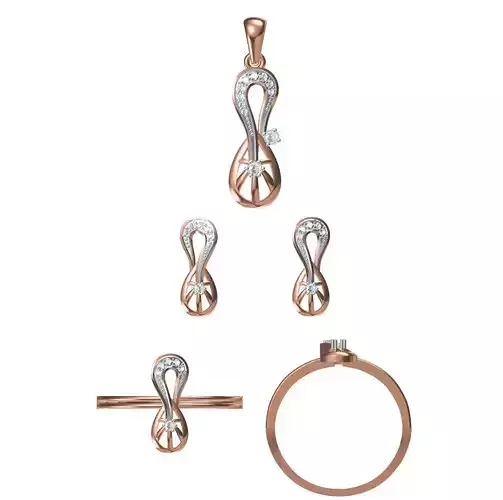 Light wt Ring Earrings Pendant set 3dm stl 1-render details 3D print model