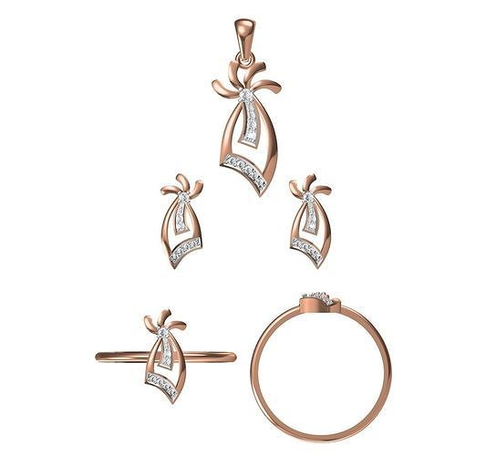 Light wt Ring Earrings Pendant set 3dm stl 1-render details 3D print model