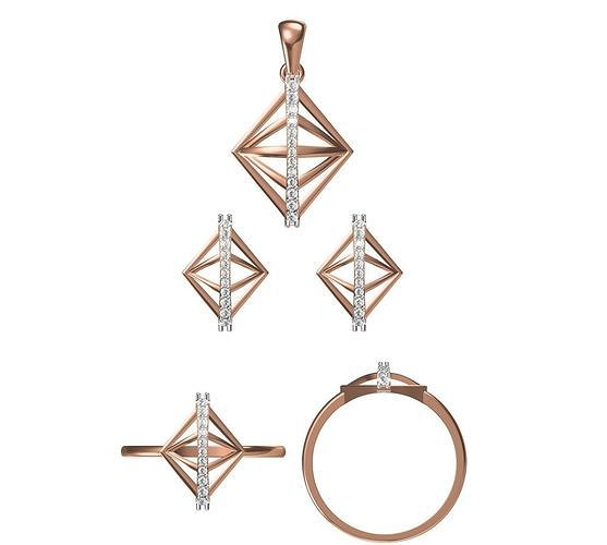 Light wt Ring Earrings Pendant set 3dm stl 1-render details 3D print model