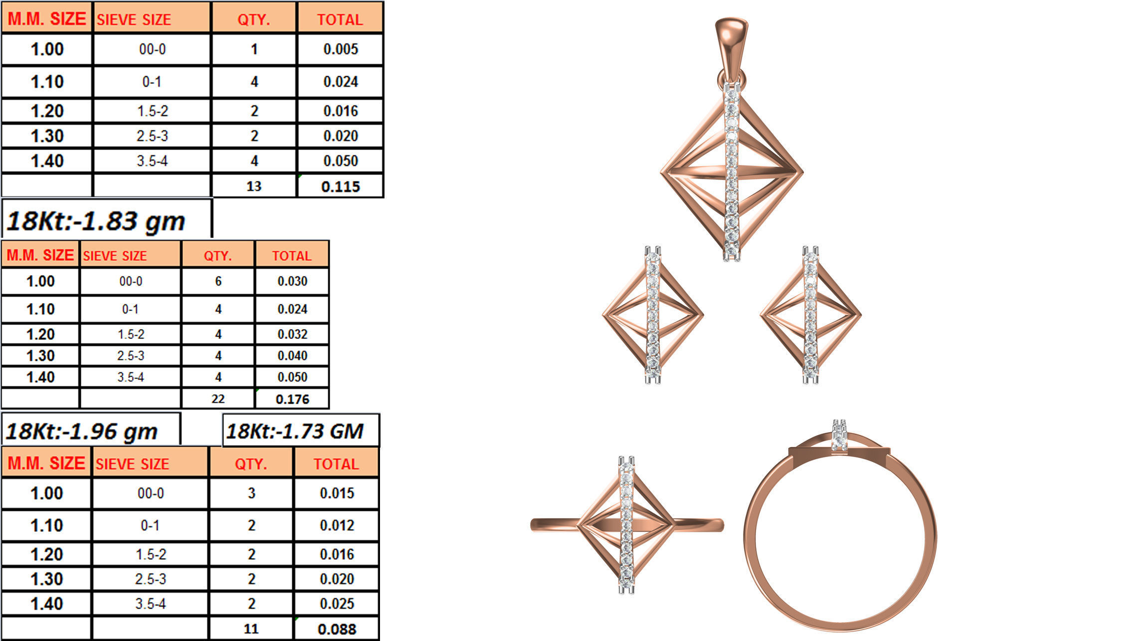 Light wt Ring Earrings Pendant set 3dm stl 1-render details 3D print model_1