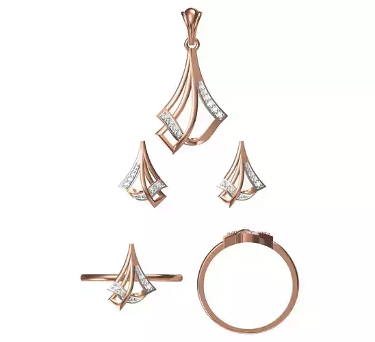Light wt Ring Earrings Pendant set stl jcd 1-render details 