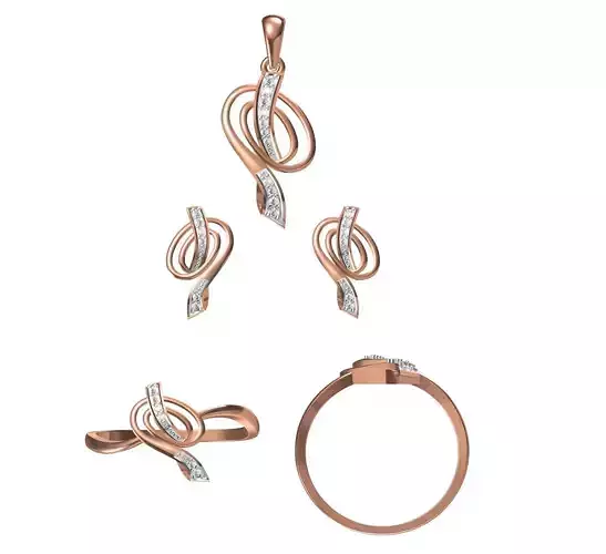 Light wt Ring Earrings Pendant set 3dm stl 1-render details