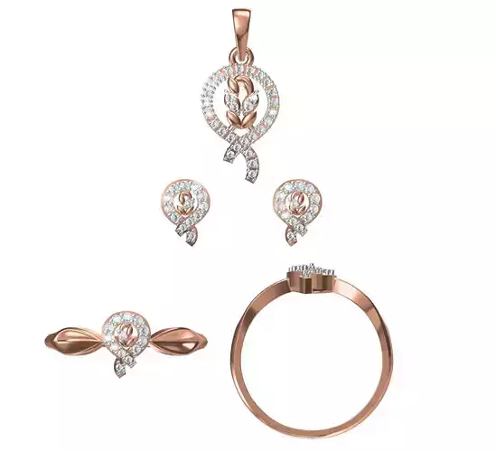 Light wt Ring Earrings Pendant set 3dm stl 1-render details