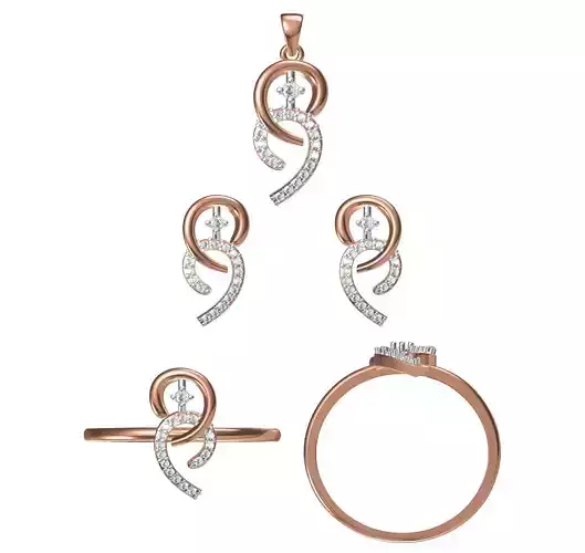 Light wt Ring Earrings Pendant set 3dm stl 1-render details